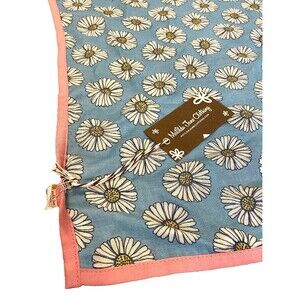 NEW w TAGS Matilda Jane Denim Blue Pink Hem Daisies Print Scarf Wrap 42" Square
